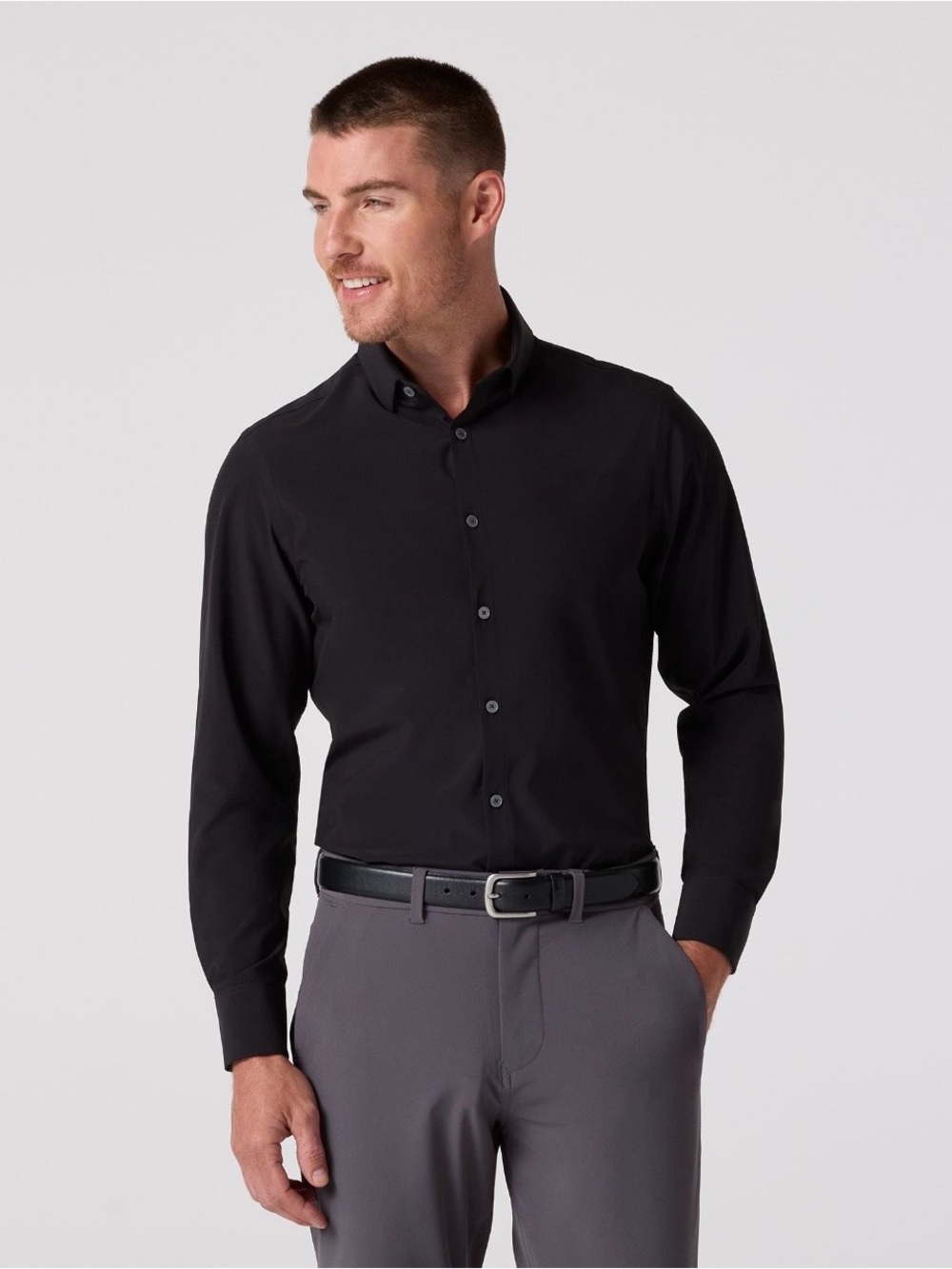 EUC Mizzen+Main Leeward Black Trim Fit Performance Dress Shirt Men’s Large